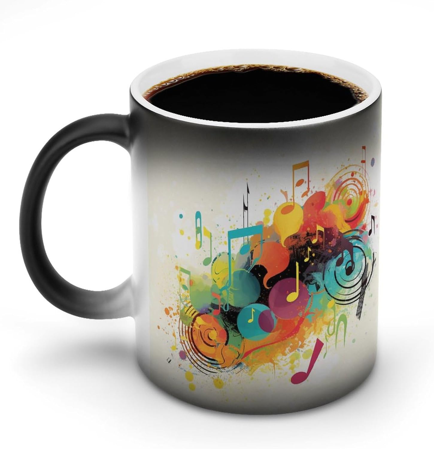 Color Changing Mug Abstract Music Themed Printed Ceramic Coffee Mug Heat Changing Sensitive Mug Magic Heat Changing Coffee Mug Novelty Coffee Mugs