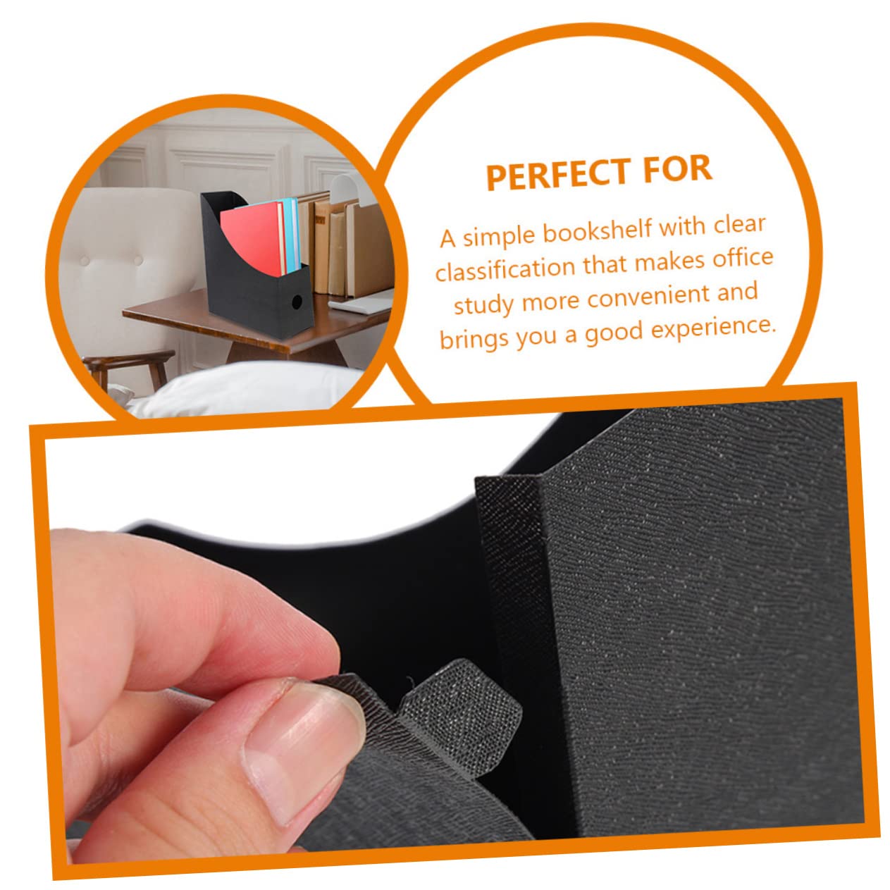 STOBOK 3pcs File Storage Box Plastic Document Holder Standup Desks for Office Upright Magazine Holder Binder Storage Rack for Desk Black PP - Image 3