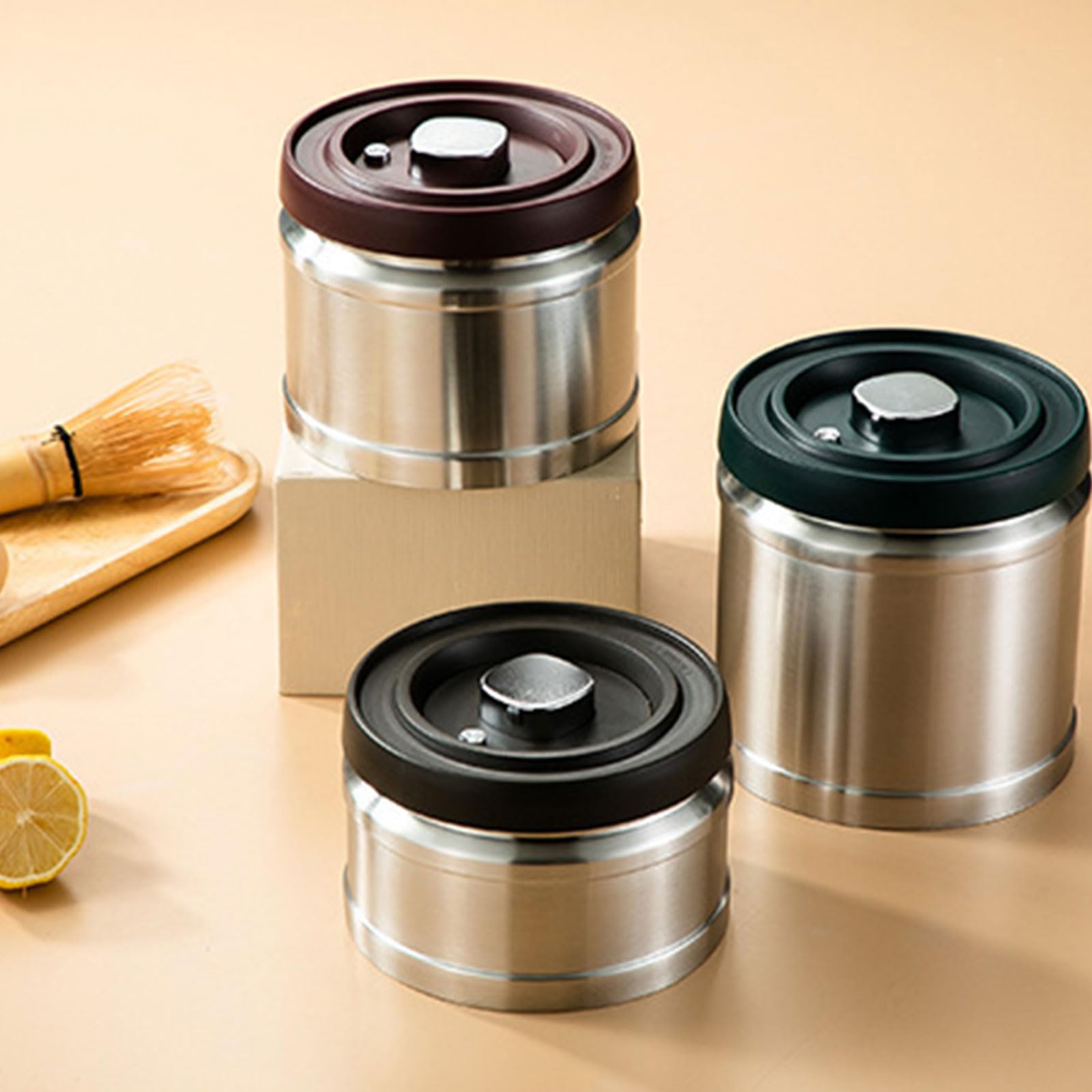 2 Stück Vakuumversiegelte Dosen Aufbewahrungsbox Pulver Kanister Milchpulver Glas Edelstahl Aufbewahrungsbox für Küche Vorratsdosen für Küchentheke