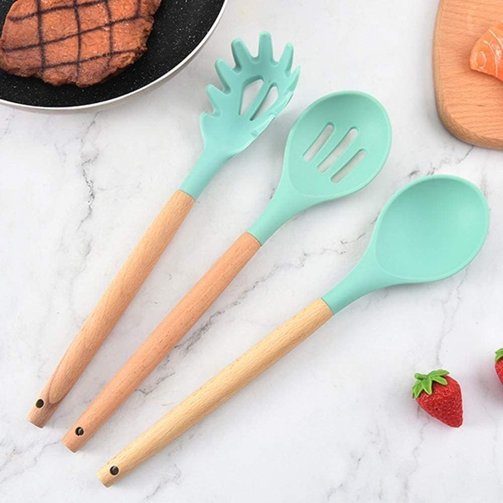 Silicone Cooking Utensil Set,12 pcs Silicone Cooking Kitchen Utensils Set, Non-stic - Best Kitchen Cookware (Color : A)