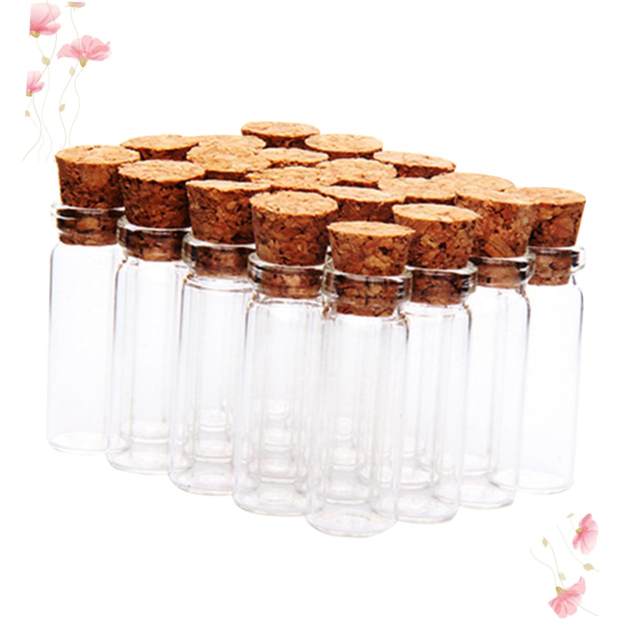 Kleiner Wunschflaschen Transparent 24 Stück aus Glas mit Korken, 55ml