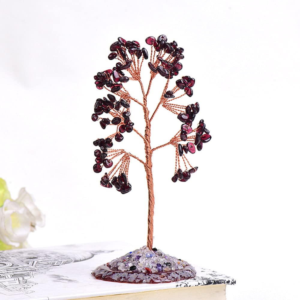 Arbre de Vie en Grenat et Argent pour Bureau et Salon Zen
