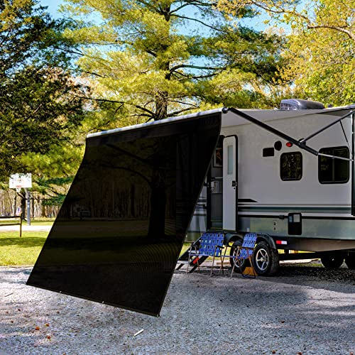 WELKIN RV Awning Sun Shade Screen, (15'3" x 9'), Black Mesh Screen Sunshade, UV Sun Blocker Canopy Complete Kits for Motorhome Camping Trailer by WELKIN - Used condition - US$58.61