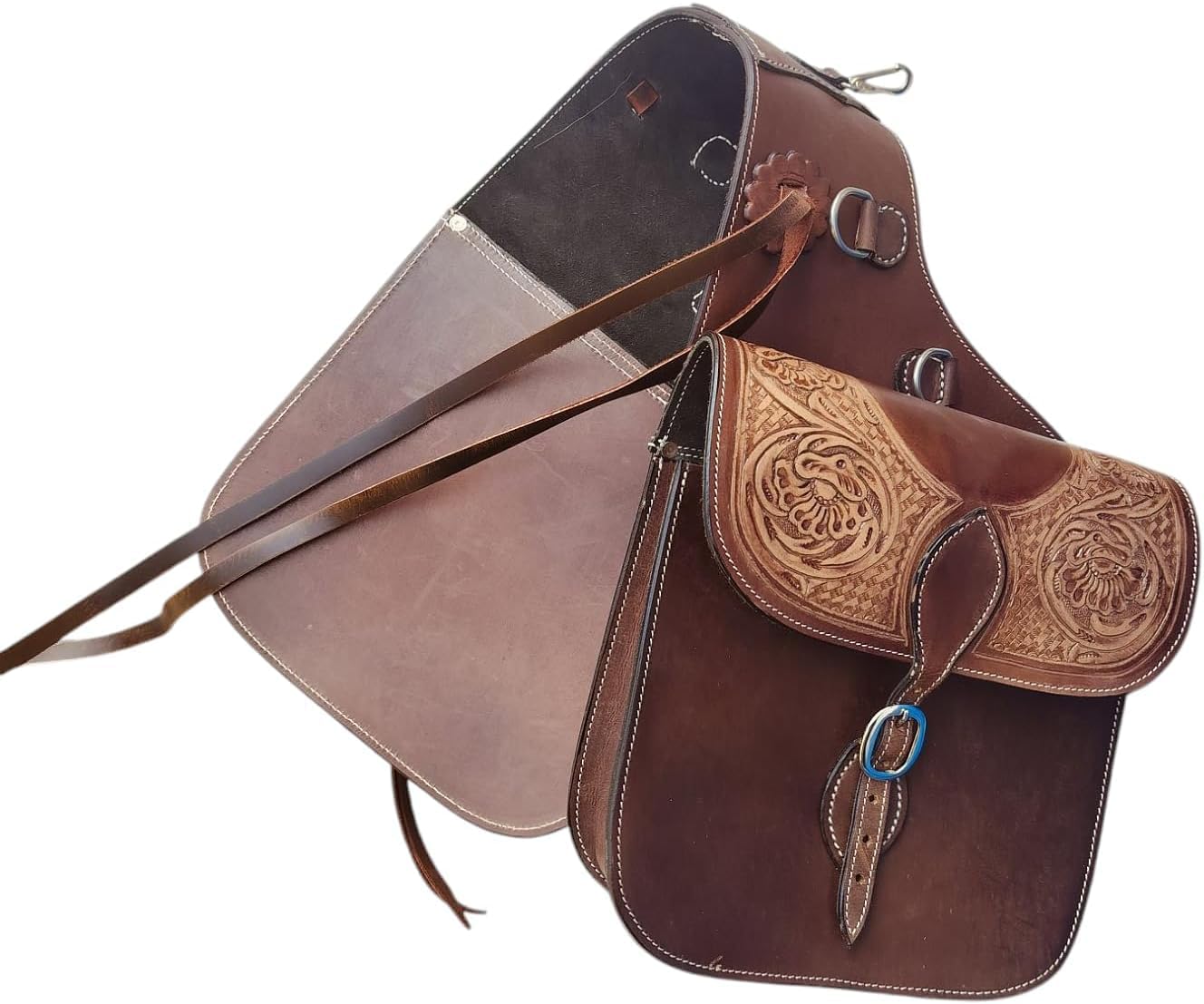 Leather Saddle Bag Premium Western Saddle Bag for Trail Riding & Barrel Racing Durable Equestrian Gear For Outdoor Riding Ranch & Cowboy Accessories (Brown_11x11x4 Inch)
