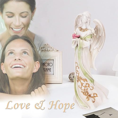 Miniatura 3 de Figura de ángel sosteniendo pájaro, escultura de estatua de ángel de jardín al aire libre, decoración de ángel de resina para el hogar, patio,