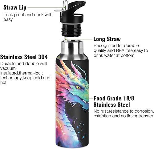 Vista 39 de Botella de agua amarilla para niños y niños, con aislamiento de acero inoxidable, para agua fría y caliente, con tapa con pajilla, para deportes