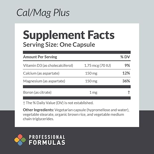 Miniatura 2 de Professional Formulas CalMag Plus  Calcio y Magnesio con Vitamina D y Boro para apoyar la absorción y utilización*  Sin gluten, hipoalergénico, 90