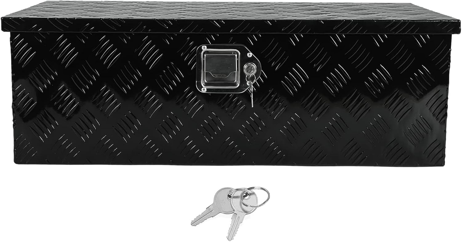 30X13X10 Inches Aluminum Pickup Truck Bed Trailer Key Lock Storage Tool Box, Black
