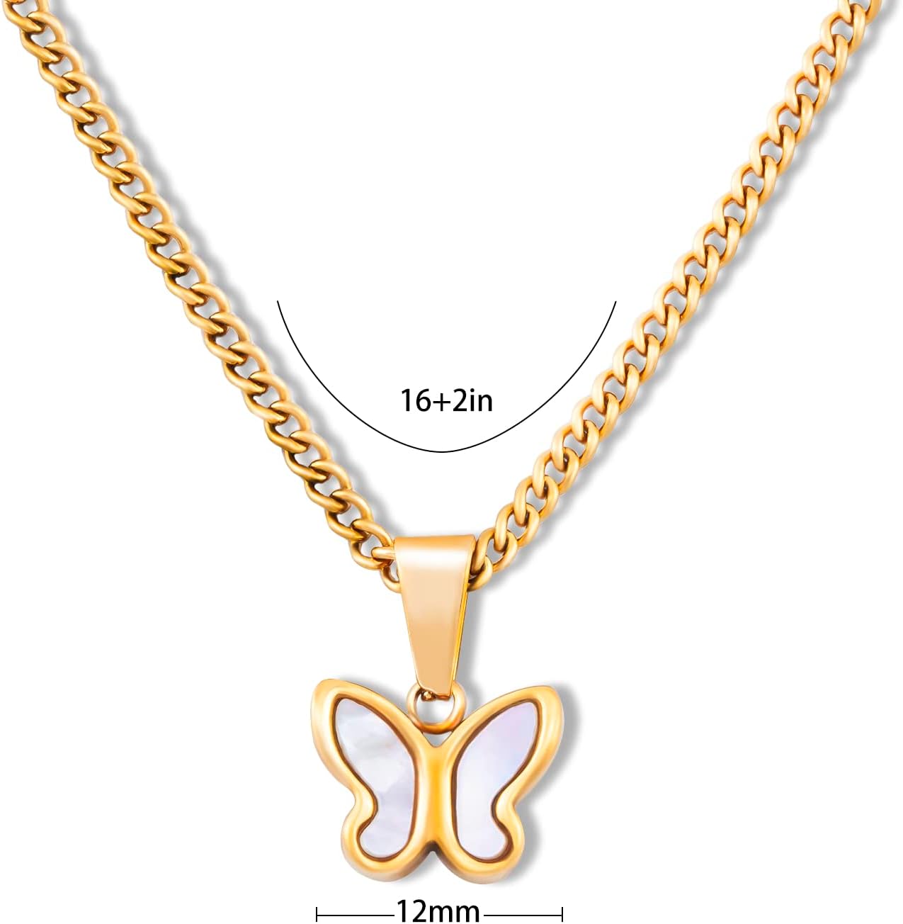 18K Gold Plated Butterfly Necklace, Dainty Cute Butterfly Pendant Necklace for Women,Anniversary Birthday Valentine's Day Christmas Gift - Image 3