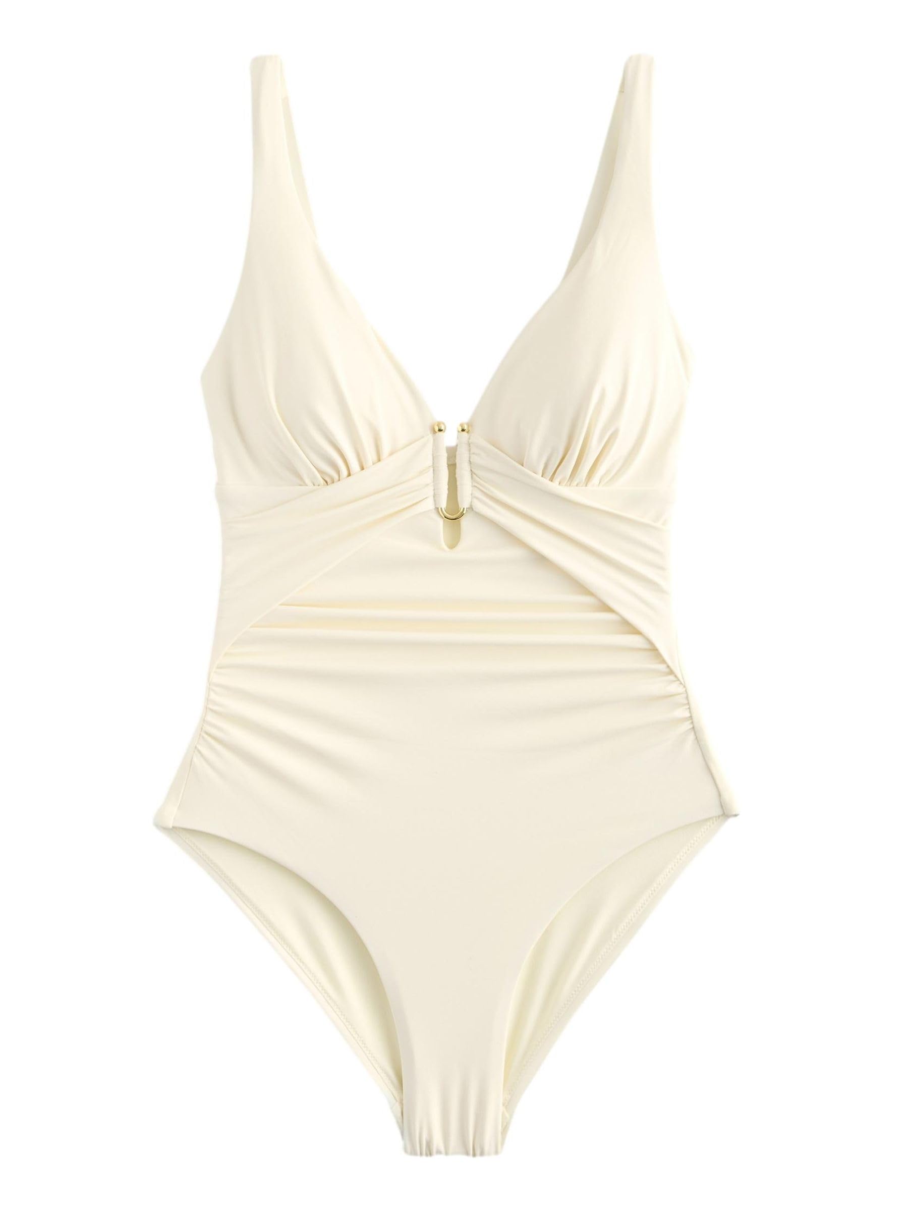 NEXT Donne Costume da Bagno con Scollo Profondo ed Effetto Contenitivo