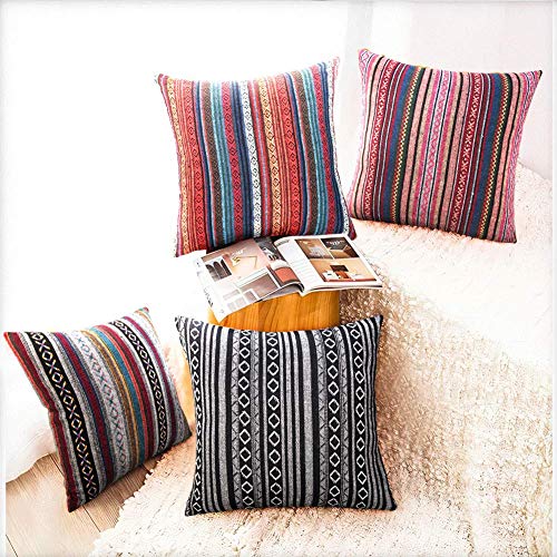 Jasen Kissenbezüge, marokkanischer Stil, dekorativer Kissenbezug für Couch/Sofa, Bett, Bohemian-Stil, gestreift… – Bild 4