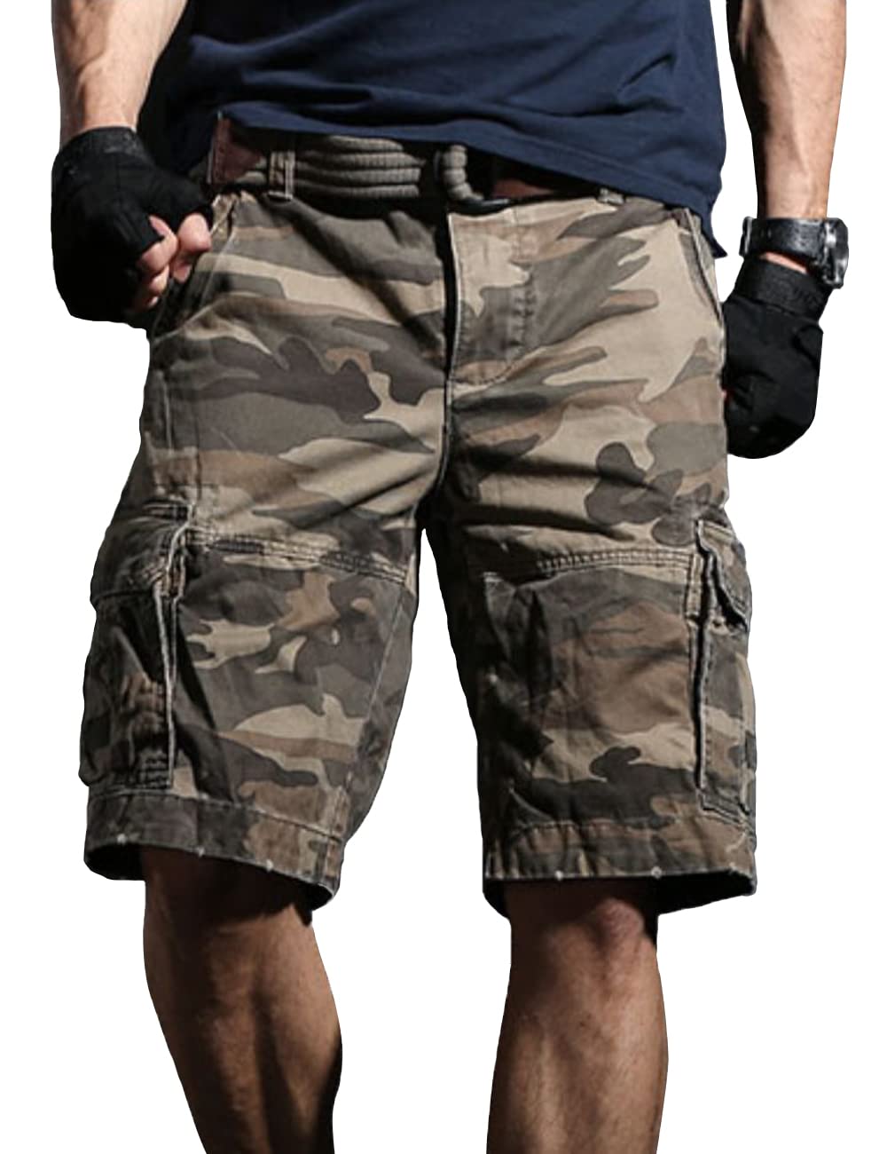 Shorts Cargo de Camuflaje para Hombre 10" Entrepierna 100% Algodón Pesado