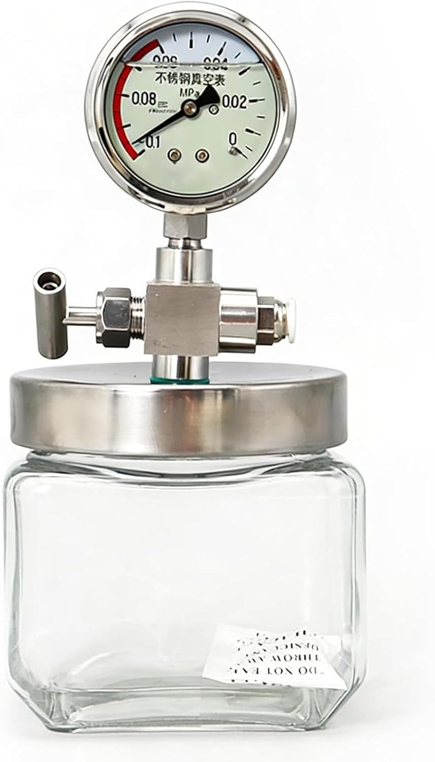 Vacuum Chamber Kit, 250mL/500mL/800mL Vacuum Storage Canister with Pressure Gauge for Lab Chemical and Biological Specimen Storage