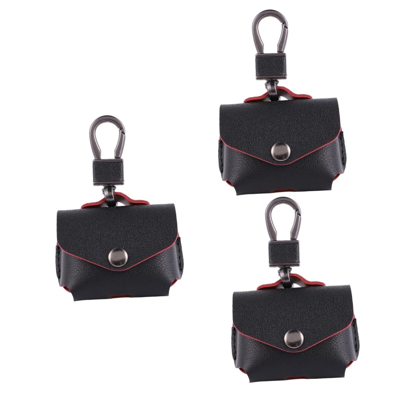 HOMSFOU 3pezzi Borsa Pelle Di Per Custodia Auricolari Wireless Con Moschettone Copertura Protettiva Con Chiusura Scatto Pochette Compatibile Con Pro Nera