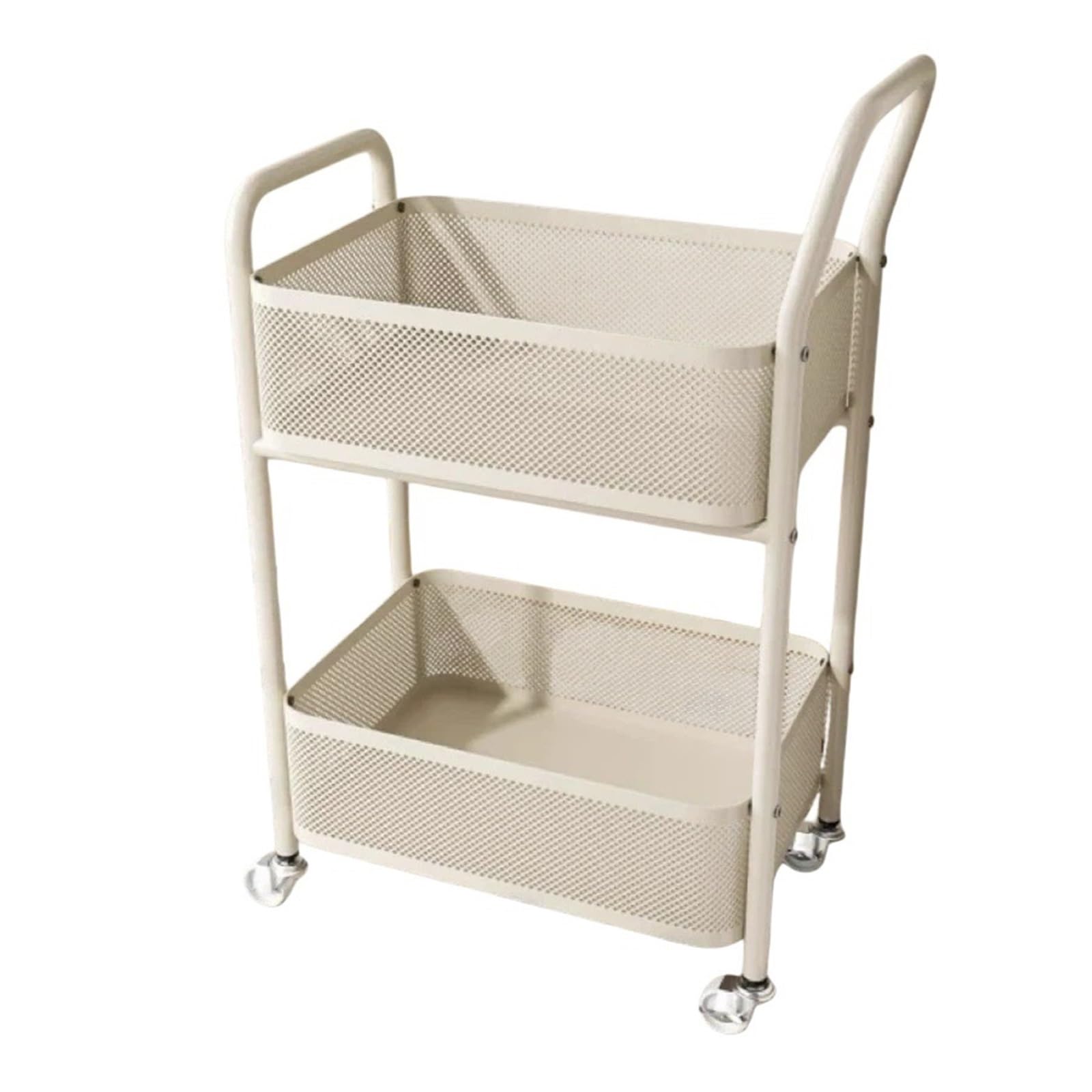 ZYYANSHOP Kitchen Storage Cart Rolling Snack Storage Cart Movable Organizer Trolley with Basket for Home(Beige)
