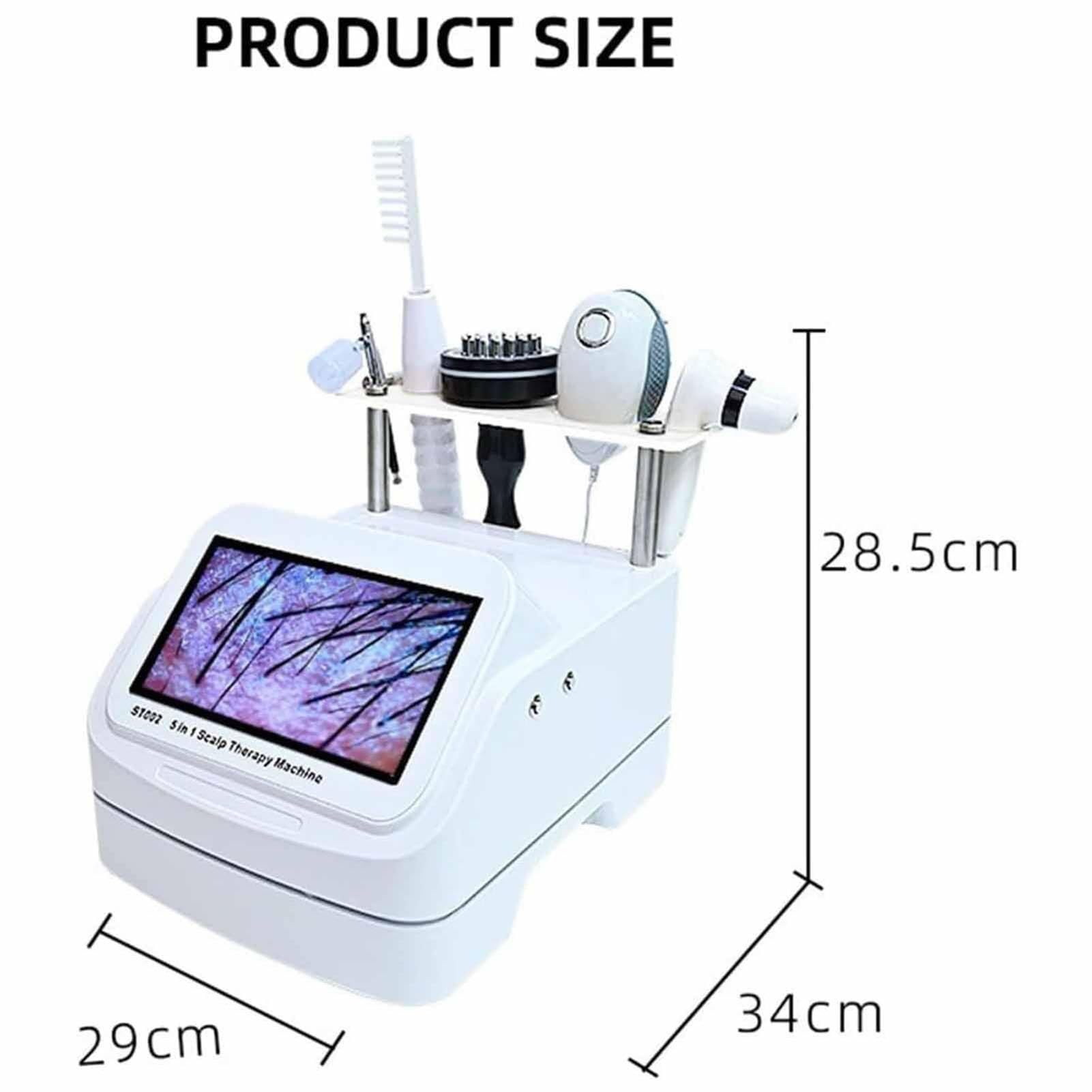 Detector De Cuero Cabelludo 10 Pulgadas, Equipo 5 En 1 para Masaje del Cuero Cabelludo, AnáLisis De Piel Y Grasa, Analizador Capilar para DiagnóStico De Piel con 5 Asas