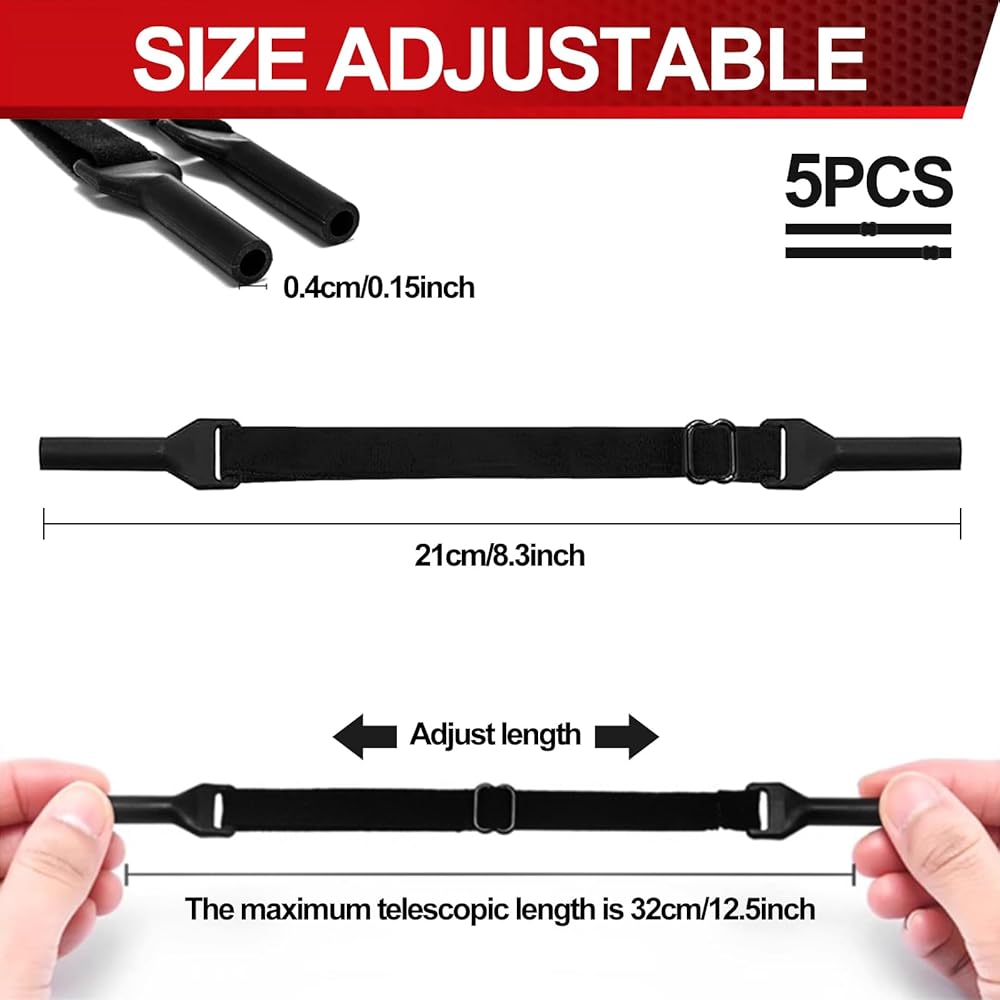 Cinturini Regolabili Per Occhiali - 5 Pezzi Antiscivolo Per Sport E Vita Quotidiana - Foto 3