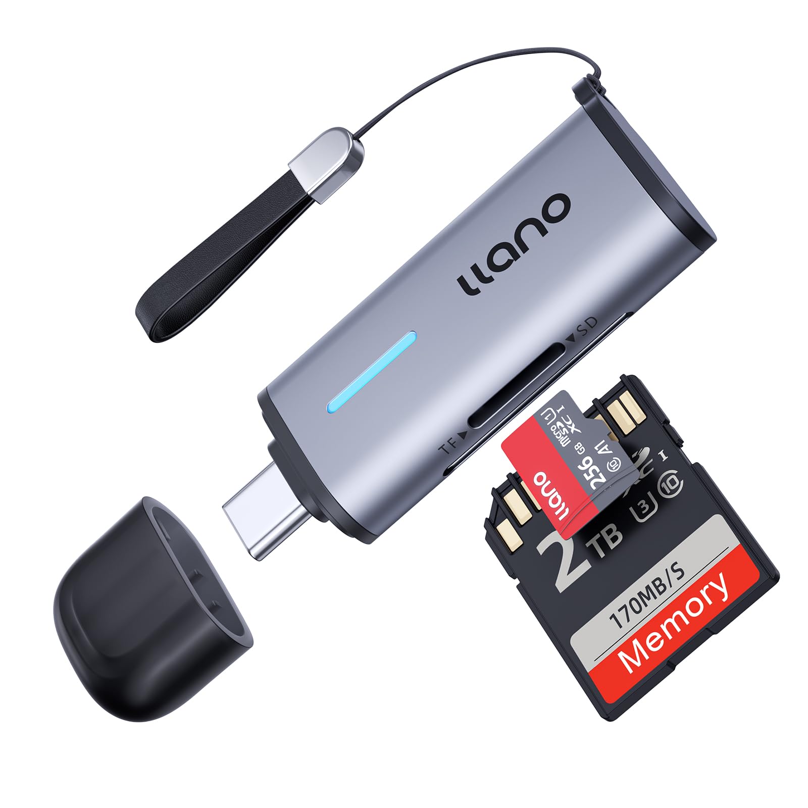 llano SD-Kartenleser USB A 3.0, 2-in-1 Micro-SD-Kartenlesegerät, 5 Gbit/s | Dual Slots SD Card Reader, USB-A-Speicherkartenleser für SD, SDHC, SDXC. Kompatibel mit Computer/PC/Laptop/Digitalkamera