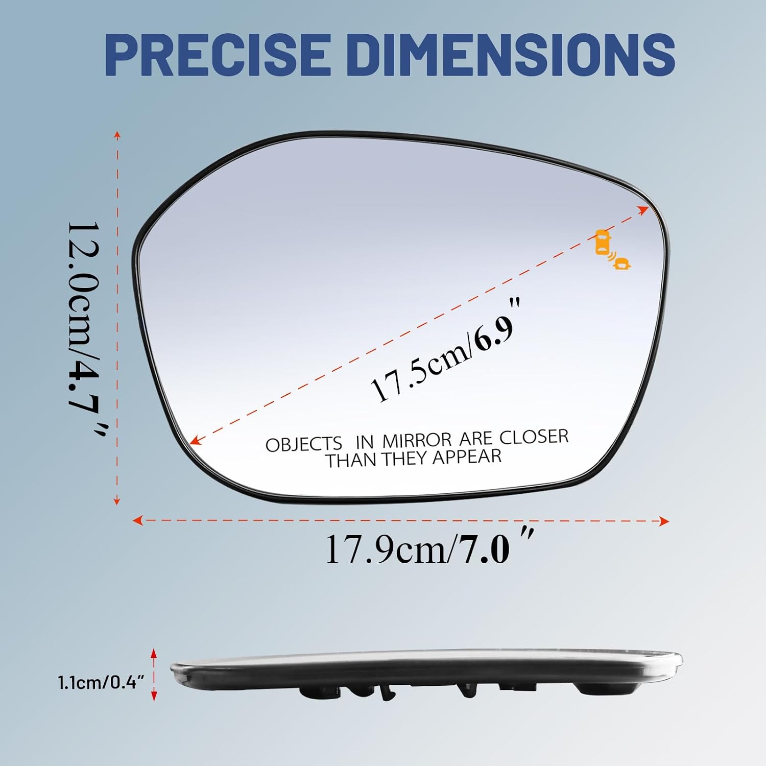 Passenger Right Side Mirror Glass - Compatible with Honda & Acura Vehicles - Civic 2022-2025, Integra 2022-2025, with Heated/Blind Spot Detection, without Auto Dimming, Replace# 76203T20A21