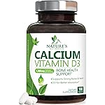 Calcium Supplement 1200 mg - with Vitamin D3 for Best Absorption - Supports Immune Health, Bones & Teeth - Nature\'s Calcium Carbonate + 1600 IU of D3 - Bottled in USA for Women & Men - 180 Tablets