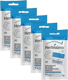 Kit 5x Desodorante Creme Herbíssimo Sensitive Refil 45g