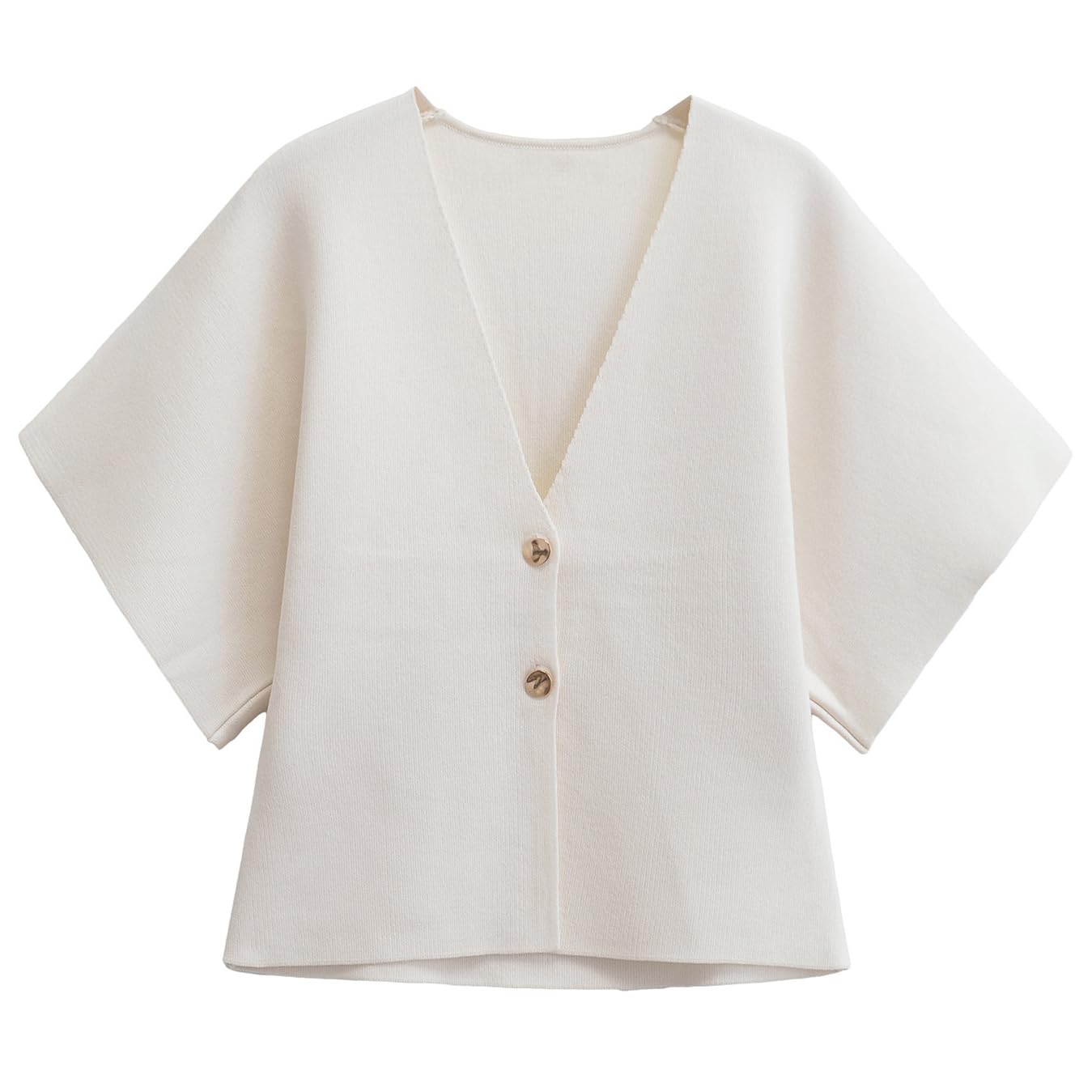 hathne Womens V Neck Short Sleeve Cardigan Sweater Button Down Ribbed Knit Tops