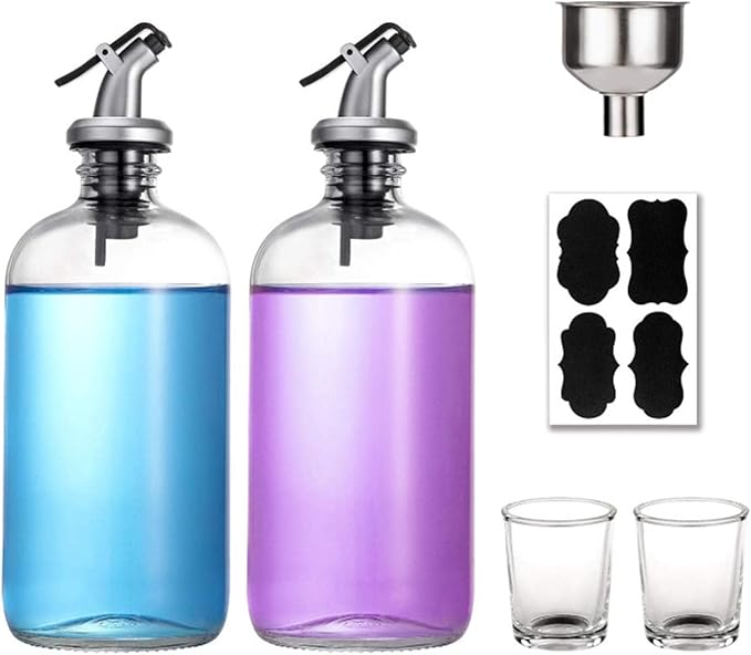 LINGJIONG 2 Mouthwash Dispenser for Bathroom, Glass Mouthwash Pump