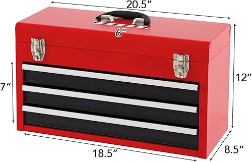 Miniatura 4 de Goplus - Caja de herramientas con 3 cajones, organizador portátil de 4 niveles de 20.5 pulgadas con bandeja superior para herramientas, cerradura