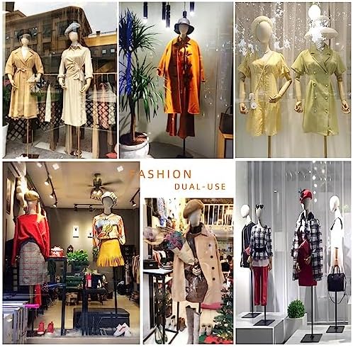 Adjustable Female Mannequin Torso Display for Retail Clothing, Dress Form with Detachable Head & Arms, Height Adjustable Body Mannequin Stand (Gold, Size B)