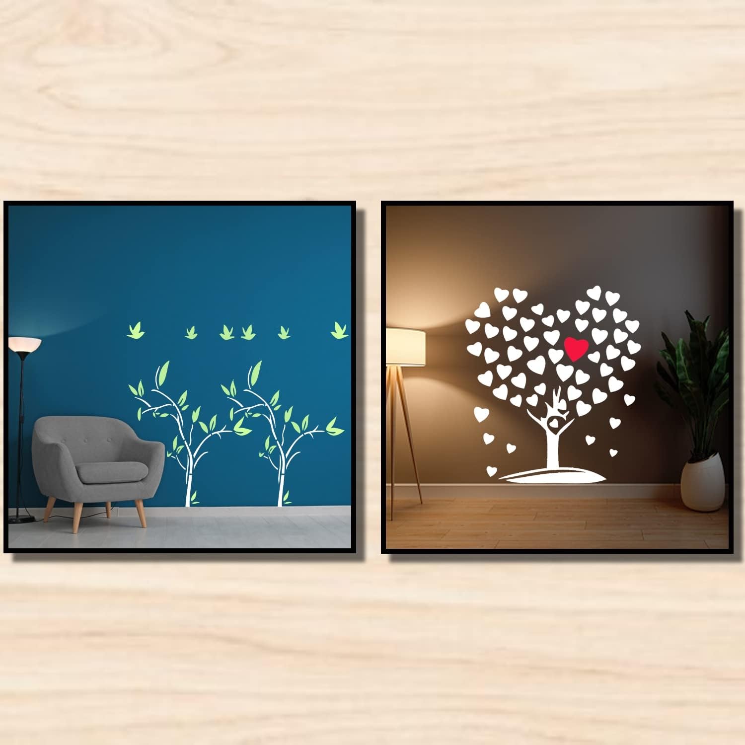 ARandNJ Combo Stencil for Wall Painting (Size:-16X24 Inch) Theme:-Topsyturvy Fineart & Love Tree DIY Reusable Painting Design Suitable for Bedroom,Living Room (Pack of 2)