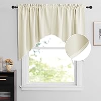 Vista 22 de NICETOWN Cortinas elegantes con caída de cascada para dormitorio, cortinas con jareta para barra estilo granja para sala de estar, cortinas rústicas