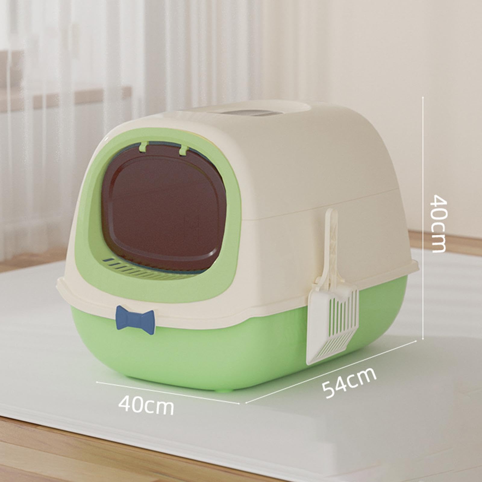 Arenero para Gatos con, Bandeja Extraíble, Timbre, Entrada Ancha, Apto para Gatos Y Gatitos de Interior.