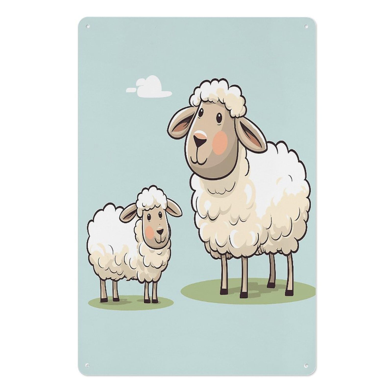 Adfgyerh Style Sheep And Lamb Cartoon Tin Sign Hanging Art Prints,Wall Decor For Gifting And Party Decoration 7.9X11.8 Inch,Wall Art For Home Garden Greenhouse Living Room Bedroom Yard