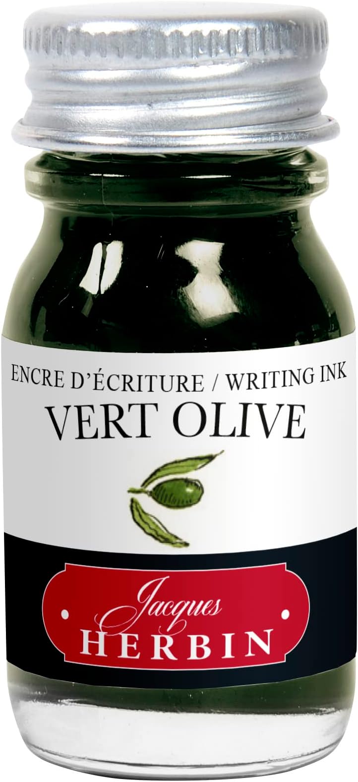 Jacques Herbin 11536T - Writing and drawing ink - Fountain pens and rollerballs - Vert olive/ Olive green - 10 ml - Made in France - Calligraphy, Writing