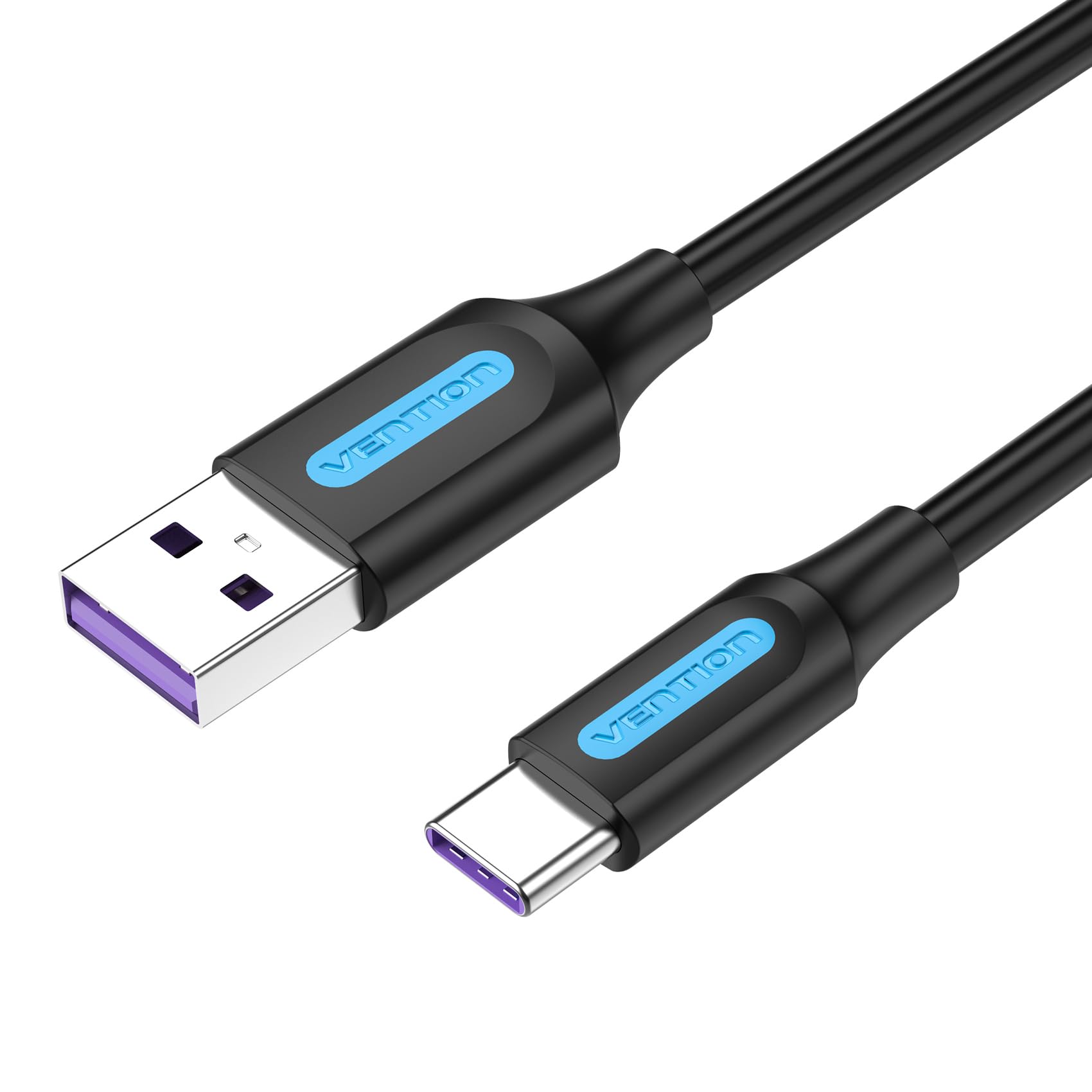 VENTION USB Type C Cable 40W/5A Fast Charging Cable 6.6ft/2m Data Cable for Smartphones, Tablets, Laptops & other Type C devices, 480Mbps Data Sync, Quick Charge (Black)