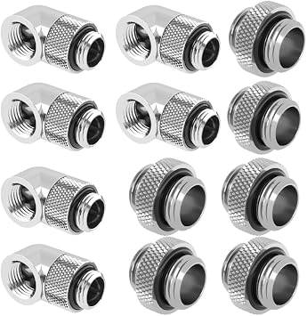 Dracaena.io G1/4 90 Degree Rotary Swivel Fitting, M-F, Silver
