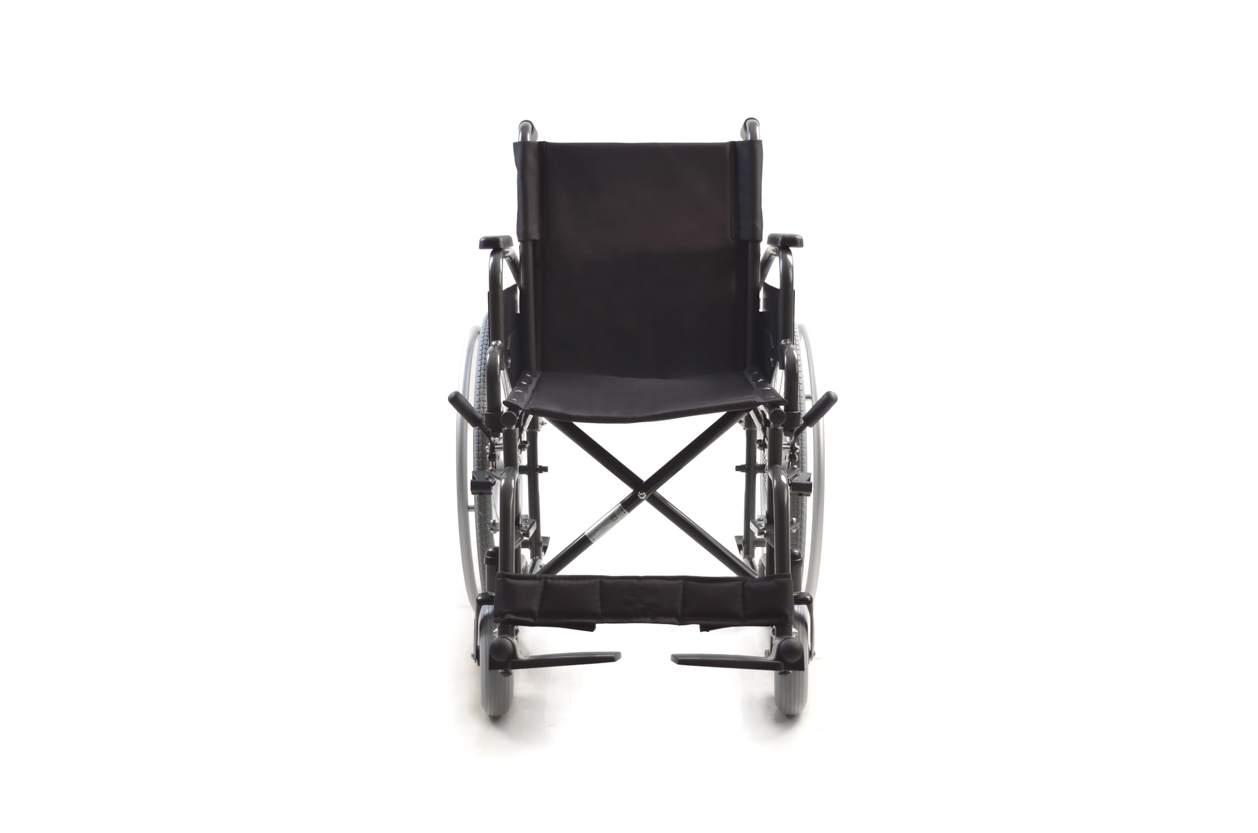 Sanico Carrozzina Autospinta Telaio Acciaio Portata 120 kg Seduta 45 cm Braccioli Pieghevoli Poggiapiedi Rimovibili Nero