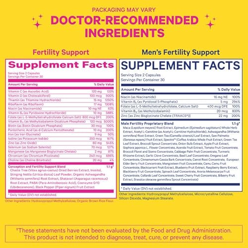 Pink Stork & Blue Stork His And Hers Fertility Bundle: Fertility Supplements For Women, Fertility Supplements For Men, Fertility Prenatal Vitamin, Vitex, Inositol, Folate, Vitamin B6, 60 Capsules #TOP1