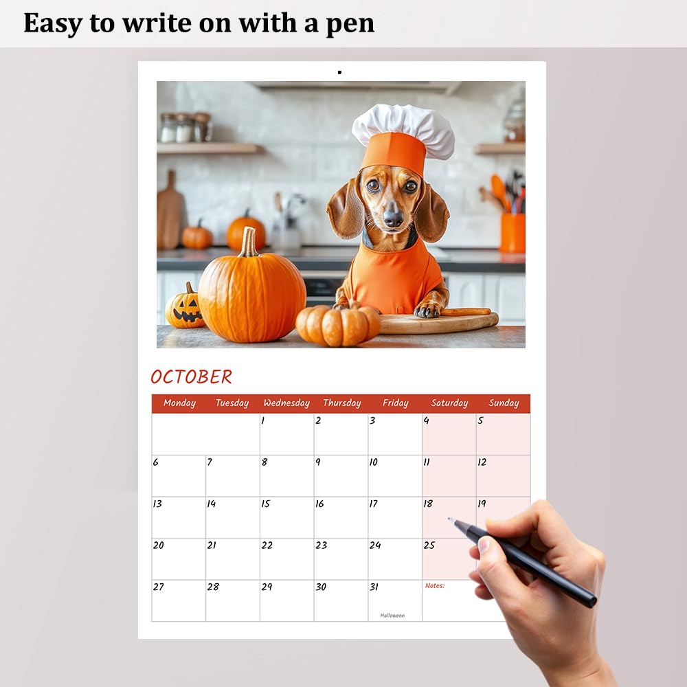 Fun Dachshund Calendar 2026 UK 12 Month to View A4 Wall Calendar 2026 UK Funny Dog Calendar 2026 A3 When Open Papa Prints - Image 4