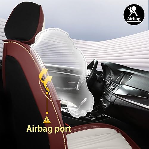 Miniatura 3 de Fundas de asiento de automóvil para Nissan Rogue 2014-2023, impermeables, de piel sintética, compatibles con bolsas de aire, funda protectora de