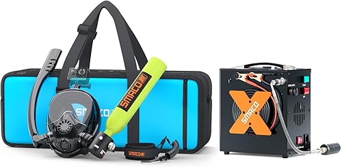 Miniatura 8 de SMACO Mini tanque de buceo con máscara de esnórquel 0.5L tanque de buceo pequeño portátil con máscara de buceo de cara completa, reutilizable,