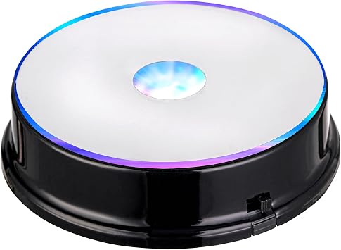 EUSTUMA LED Light Base Display Stand,Lighted Up Stand Color Changing Small LED for 3D Glass Crystal Art,Holiday Party Decoration. A-Black-Multicolor-1PCS, Multicolor
