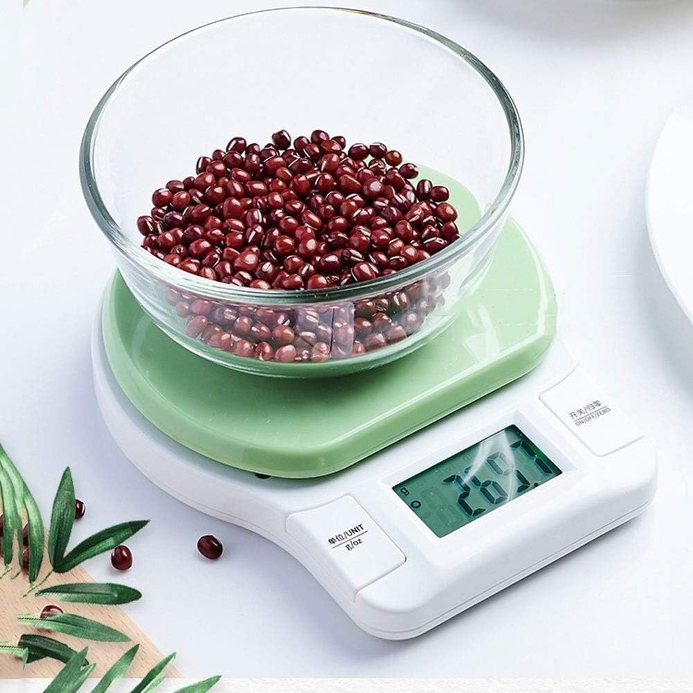 Precyzyjne wagi kuchenne z funkcją tarowania Okrągła mini cyfrowa waga kuchenna 3Kg / 0.1g Dokładna waga do pieczenia Domowe jedzenie Ciasto Elektroniczna waga z podświetlanym wyświetlaczem (kolor: zi