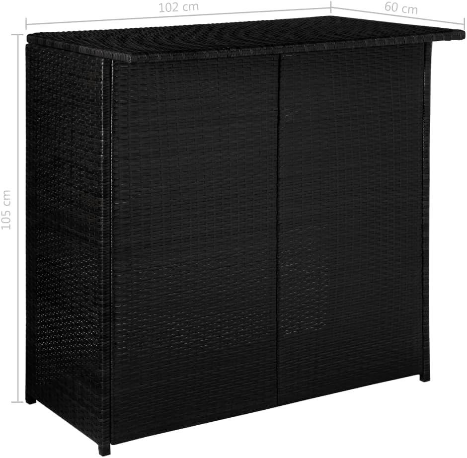 vidaXL Jeu de Bar d'Extérieur 5 pcs Résine Tressée Noir et Blanc Crème Jardin — vue 6