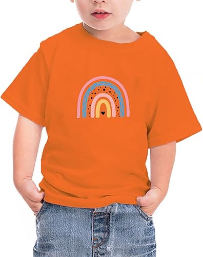 Camisa Naranja para niños pequeños, Camiseta de Manga Corta con Cuello Redondo para niños Camisetas túnicas ropa