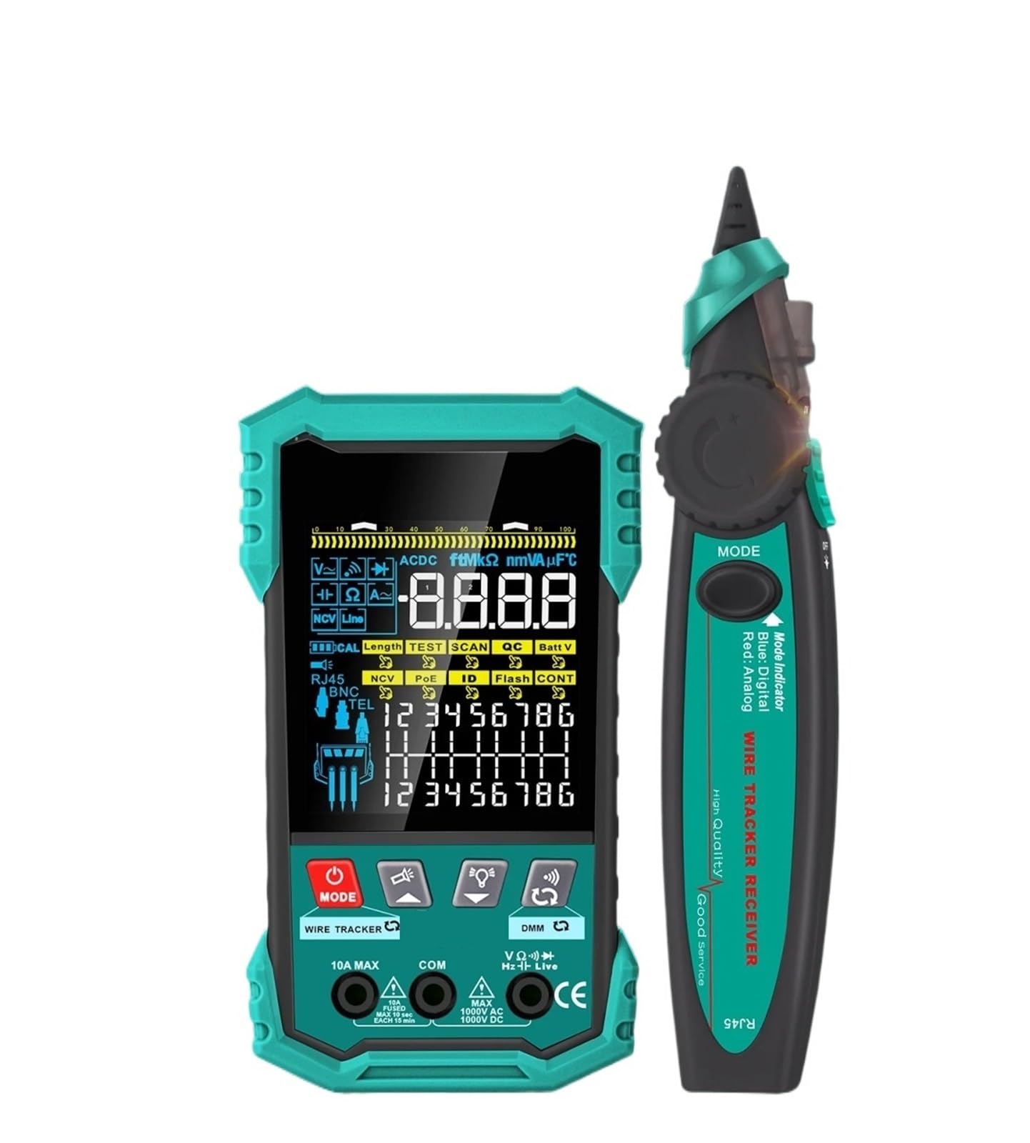 Cable Tracker, LAN Cable Tester Multimeter PoE Voltage QC Crimping Test Network Tracker Noise-Free Digital Line Finder