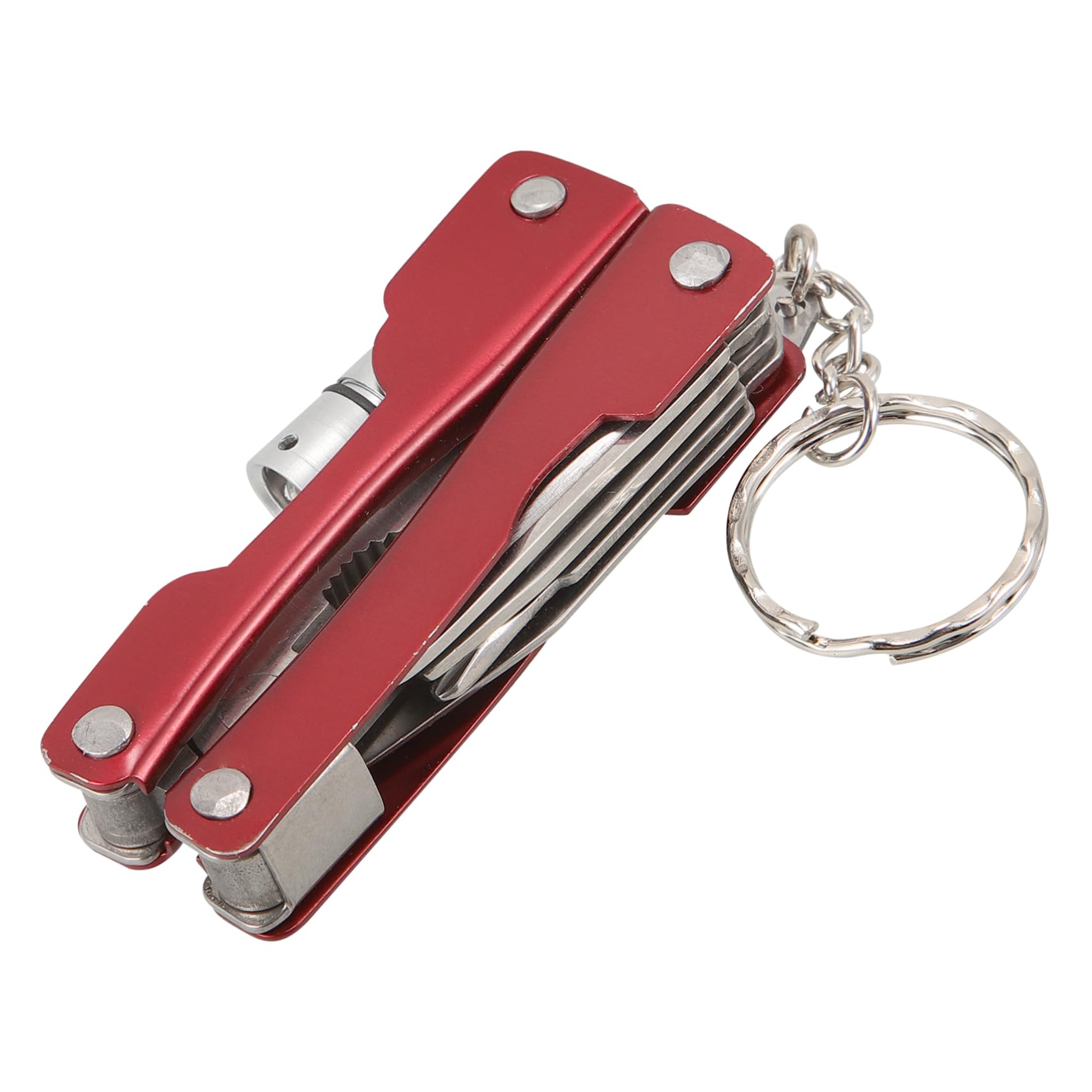 MAGICLULU 4 Pezzi Mini Pinza Multifunzionale Acciaio Inossidabile con Torcia LED Strumento Tascabile per Emergenze All Aperto Campeggio