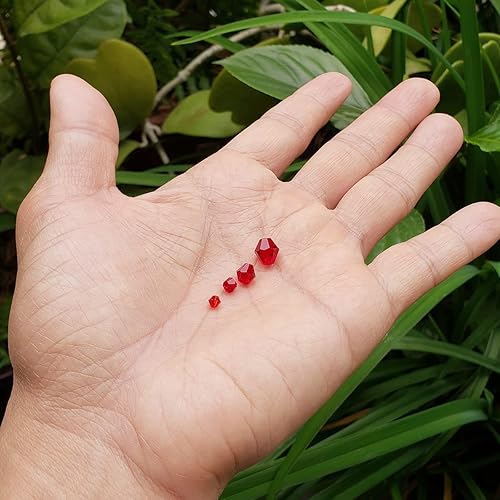 Miniatura 5 de Chengmu Cuentas de vidrio rojo bicona de 0.3 a 0.3 pulgadas para hacer joyas, 750 cuentas espaciadoras critales, surtidos, accesorios para pulsera,