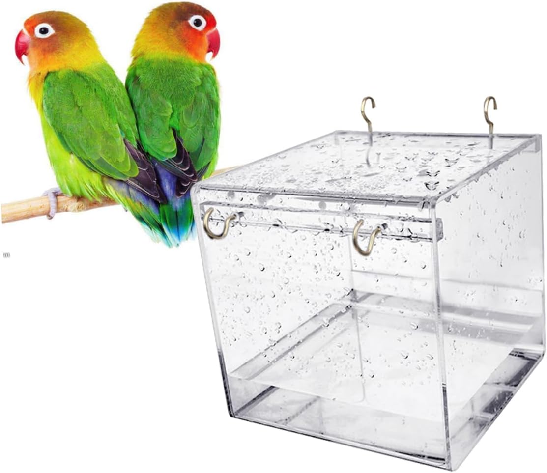 SUPVOX Door Bird Bath Parrot Bath Cover Large Size Plastic Bird Bath Cage Covered for Birds Canary Bath Cages for Small Birds