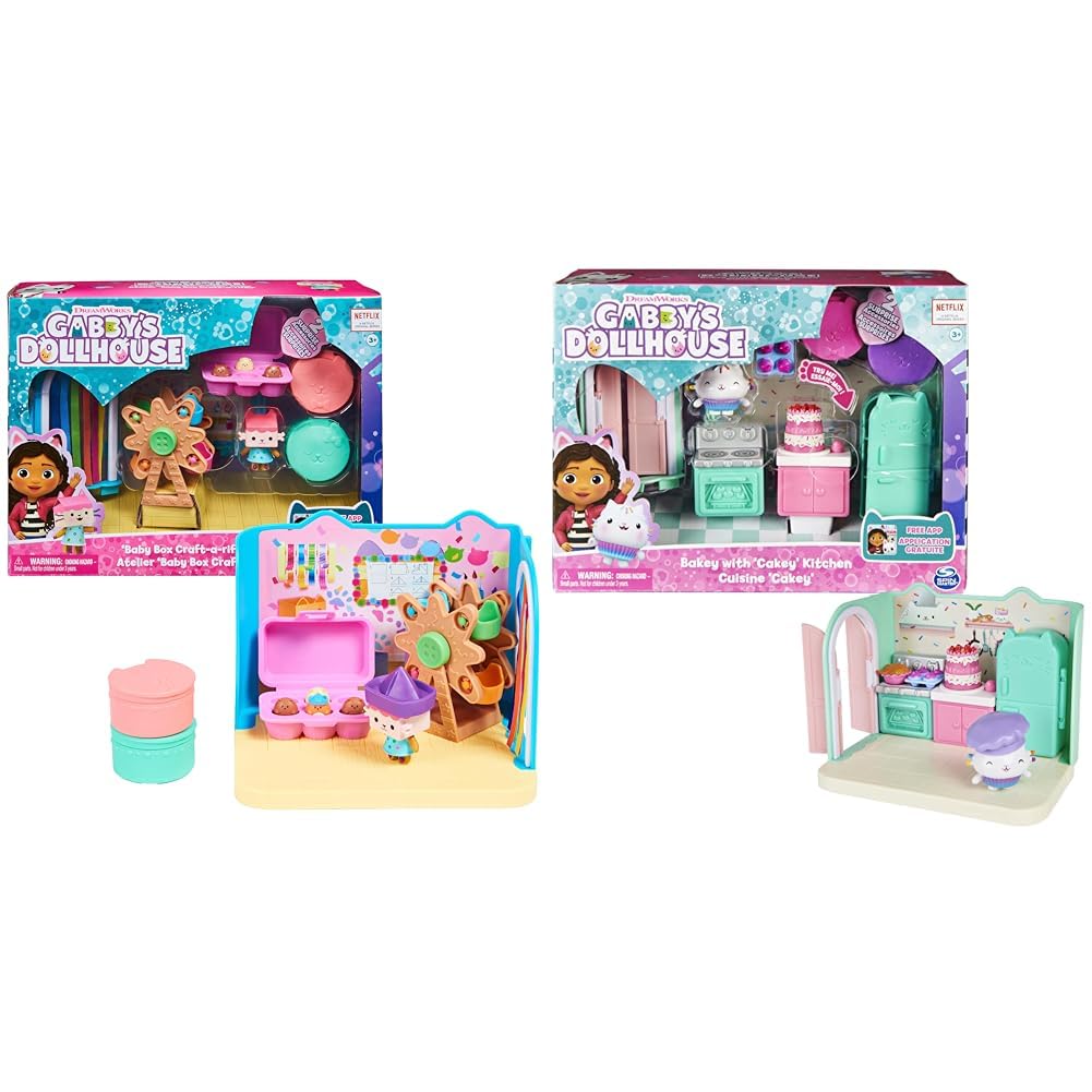 LA CASA DE MUÑECAS DE Gabby - LA Cocina DE Muffin - Cocina de Muffin de La Casa de Muñecas de Gabby & LA CASA DE MUÑECAS DE Gabby -Sala DE Manualidades BEBÉ Box